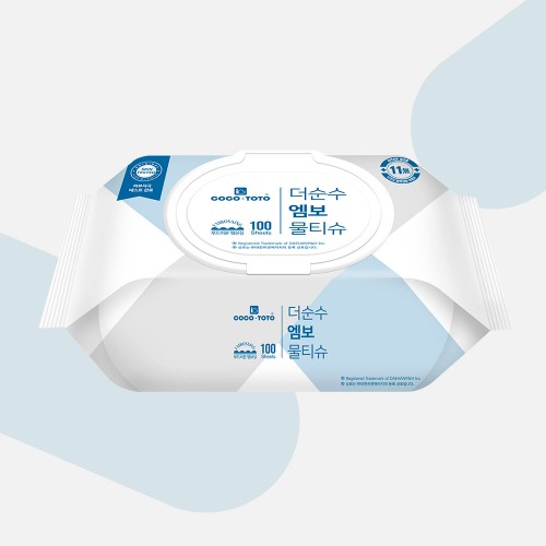 코코토토 더순수 엠보 물티슈 대용량 캡형 1박스 (100매 x 24팩)